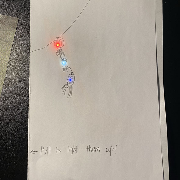 Adding the lantern design to the lamp makes the whole picture interesting. (It will be slow after pulling off the cloth on the left)