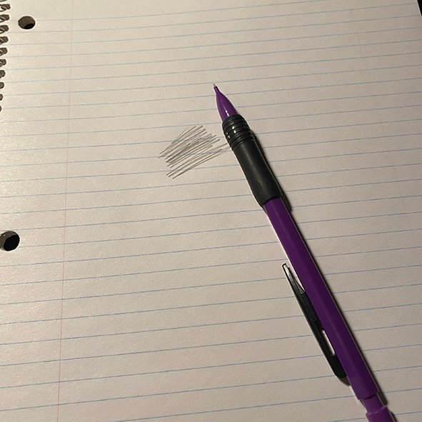 This is my notebook and a pencil. I use the sound of the pencil drawing on the notebook as my audio. 