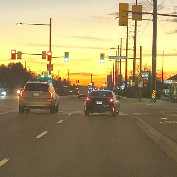 This is a picture I took on a highway. I utilized the sound of cars moving and the turn signals as my audio.