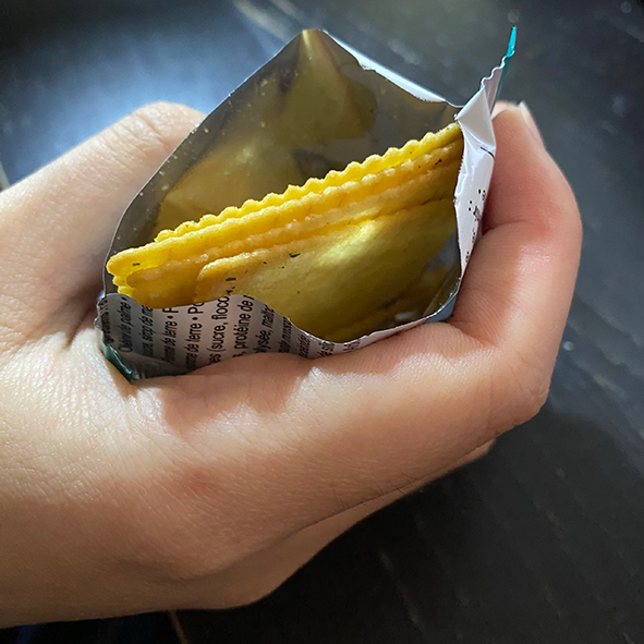 This is a bag of cookies. I use the sound of eating and chewing cookies as my audio.