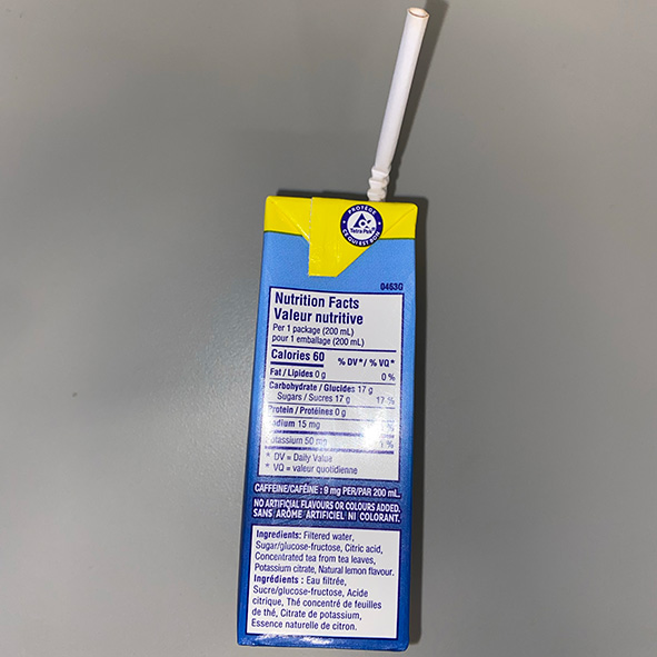 Side view of the Nestea carton