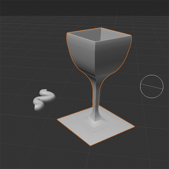 3d modeling wine glass and a curved tube with low frequency