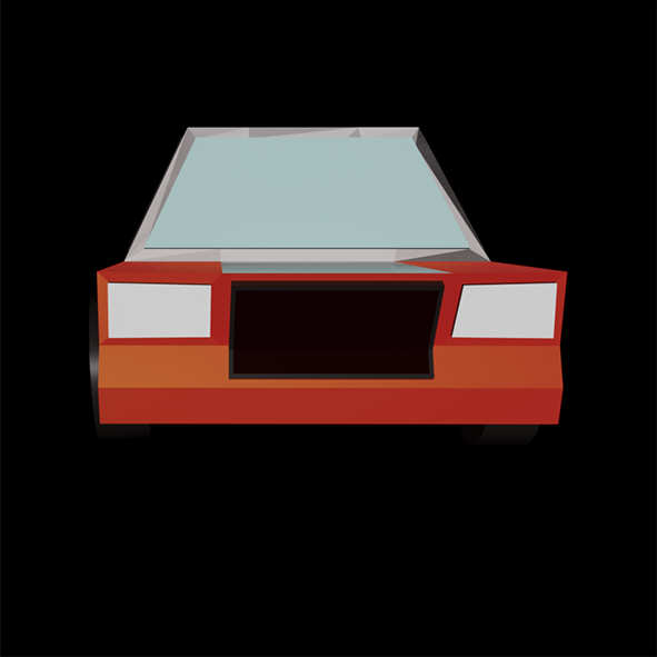 3d modeling rendering of the front of the red car