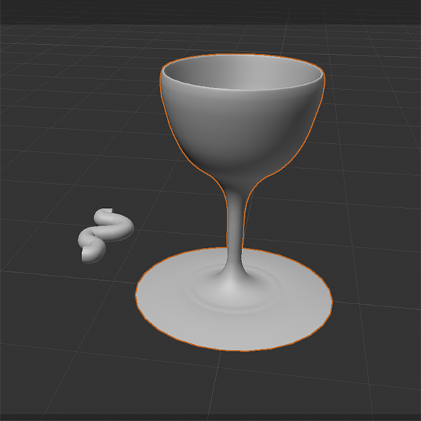 3d modeling wine glass and a curved tube ahead